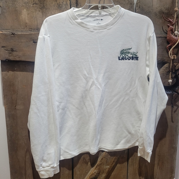 Lacoste Men's White Long Sleeve Undershirt - Picture 1 of 7